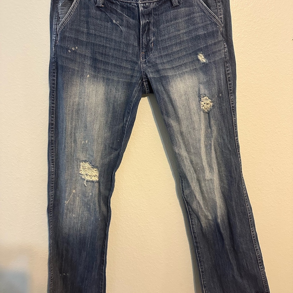 American Eagle Blue Boyfriend Jeans Relaxed Distressed
